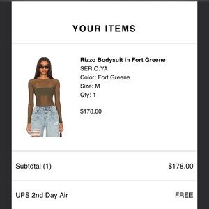 NWT SER.OY.A Rizzo bodysuit in the color Fort Greene. Size Medium